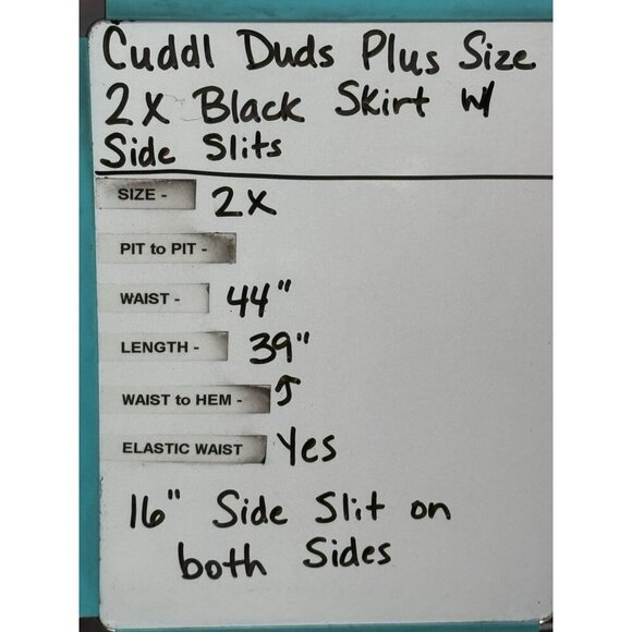 Cuddl Duds Womens 2X Black‎ Skirt With Side Slits Polyester/Spandex Blend - Picture 7 of 7